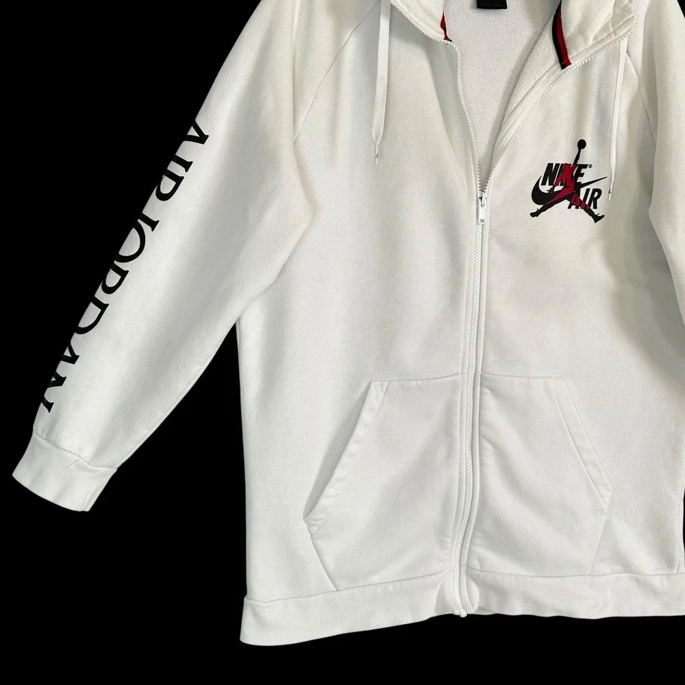 Nike Air Jordan Mens Full Zip Hoodie Large Jumpman Fleece White CK2223 White